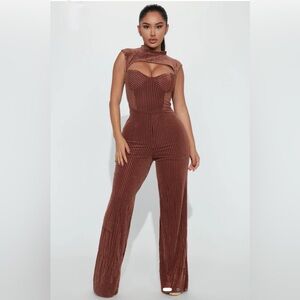 Striped Brown Jumpsuit